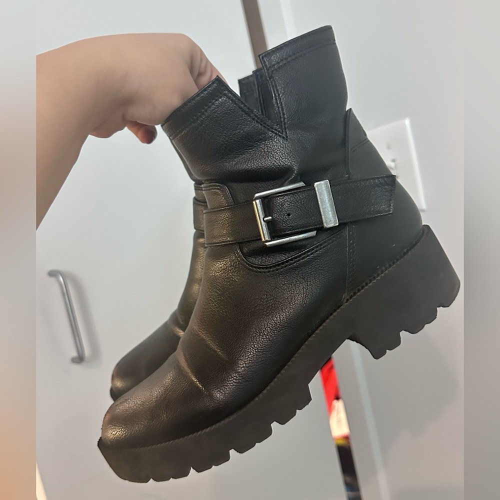 Black Ankle Boots with Buckle